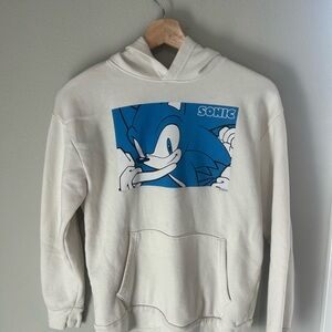 Old Navy Cream Hoodie with Blue Graphic